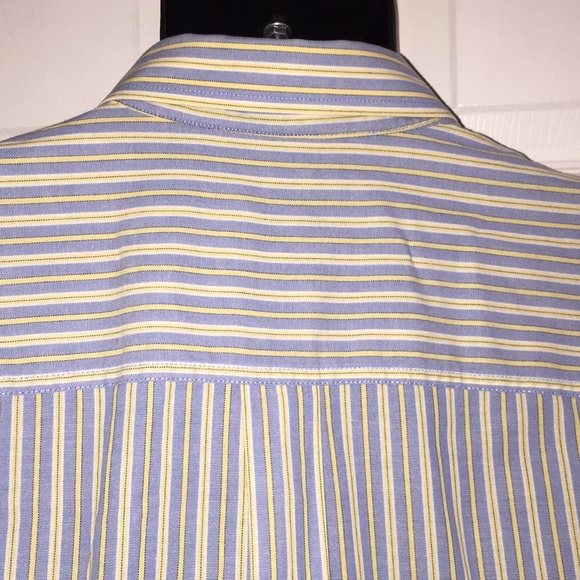 L.L. Bean Men’s Dress Shirt and Yellow Blue Stripes Size Large Regular C… - Picture 7 of 12